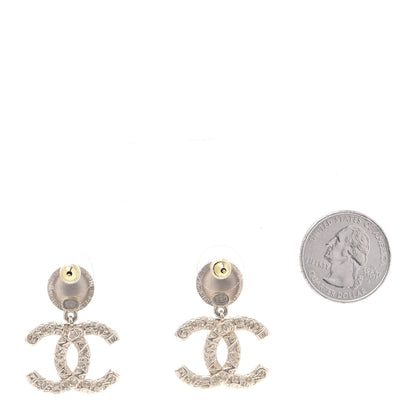 Chanel Crystal CC Drop Logo Earrings Gold 2 of 6