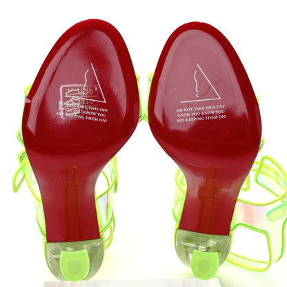 Christian Louboutin Iridescent PVC Loubi Duniss 100 Slingback Sandals 36 Fluo Yellow 6 of 12