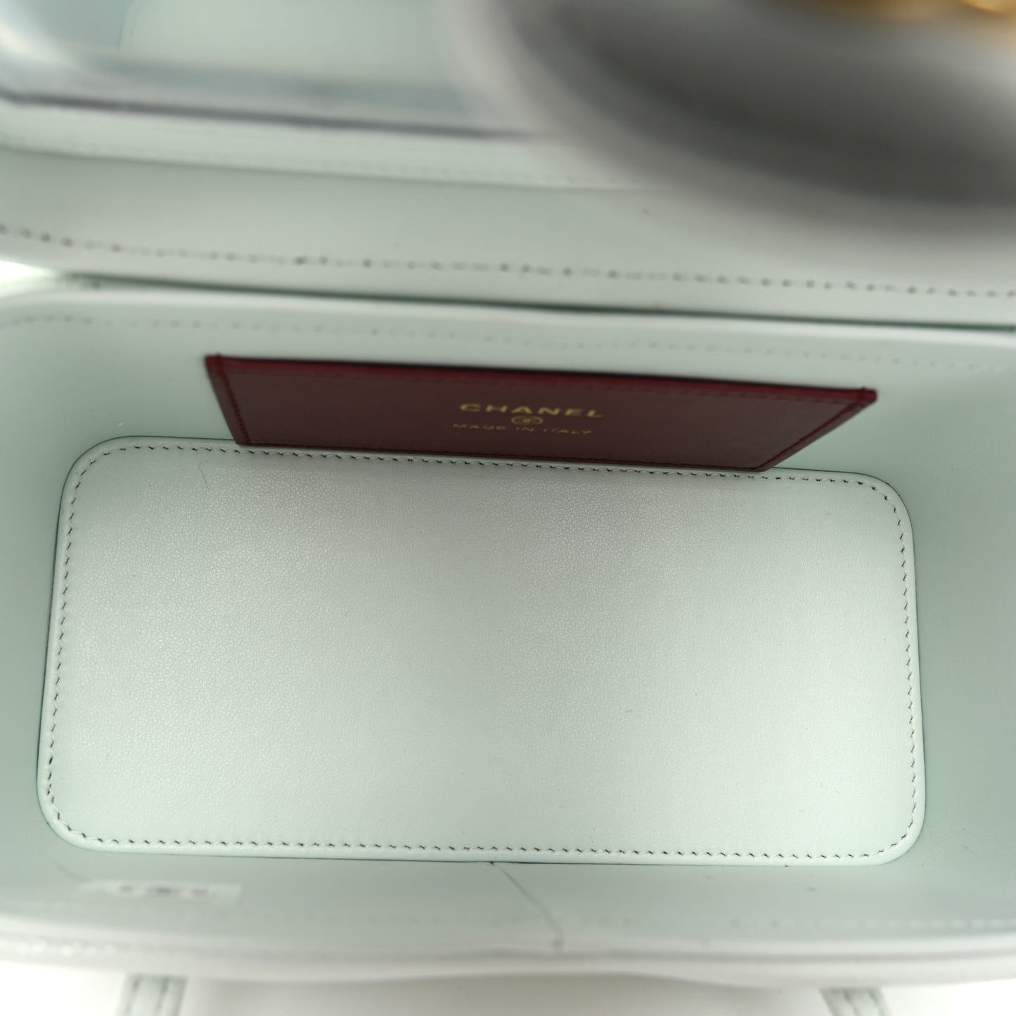 Shiny Caviar Preppy Coco Long Vanity With Strap Light Blue