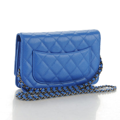 Chanel Caviar Quilted Wallet On Chain WOC Blue 3 of 8