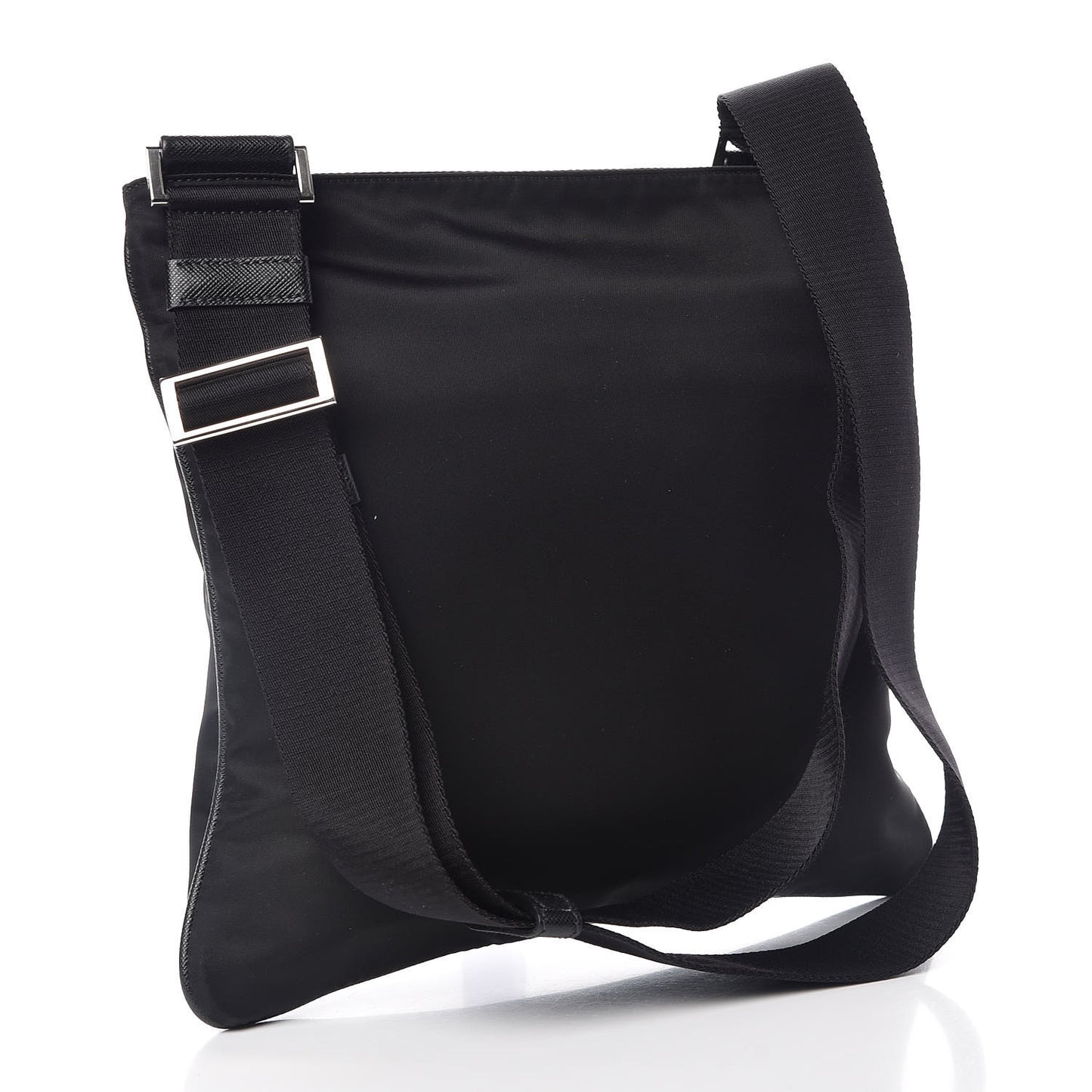 Nylon Saffiano Flat Messenger Bag Black