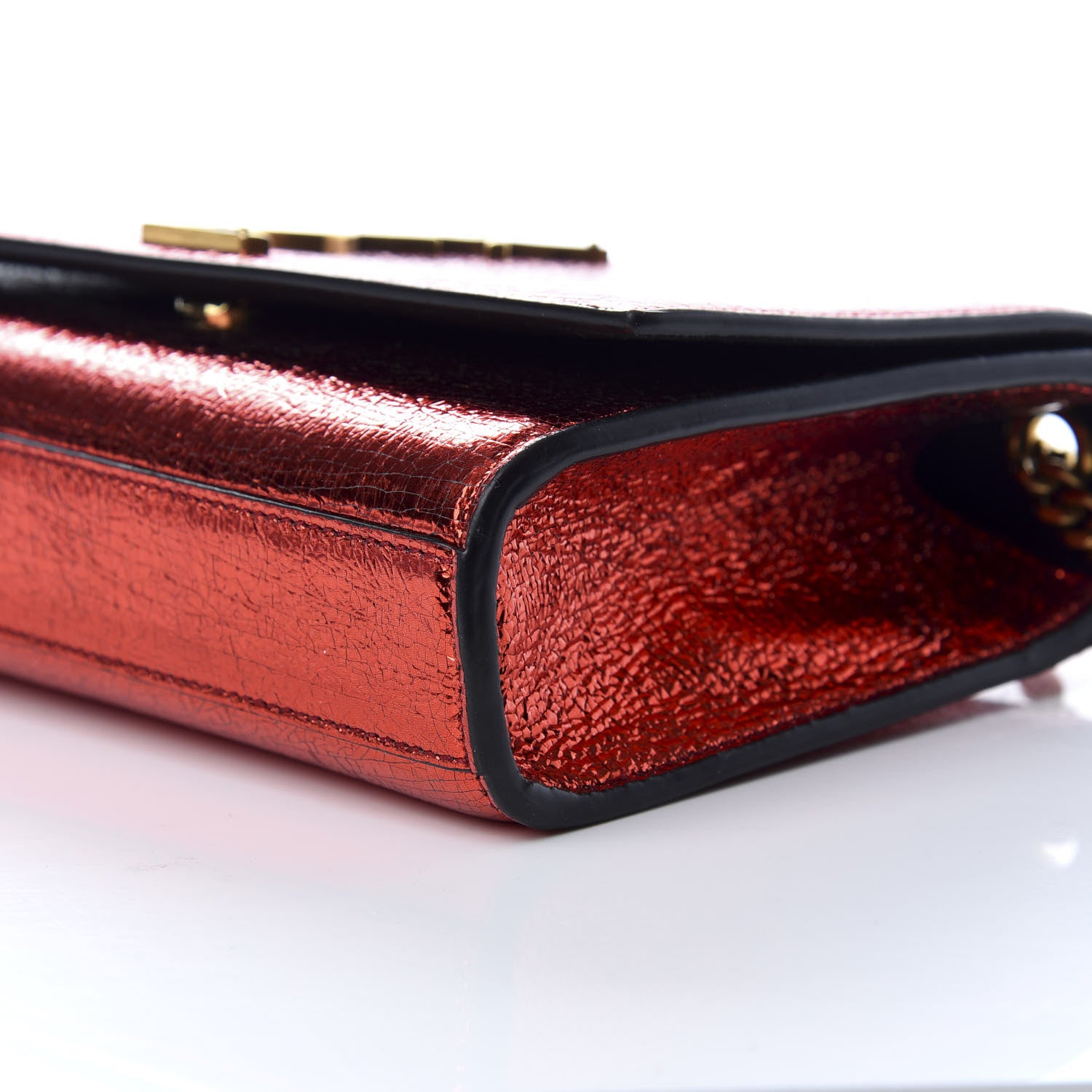 Saint Laurent Metallic Calfskin Small Classic Monogram Kate Satchel Red 8 of 9
