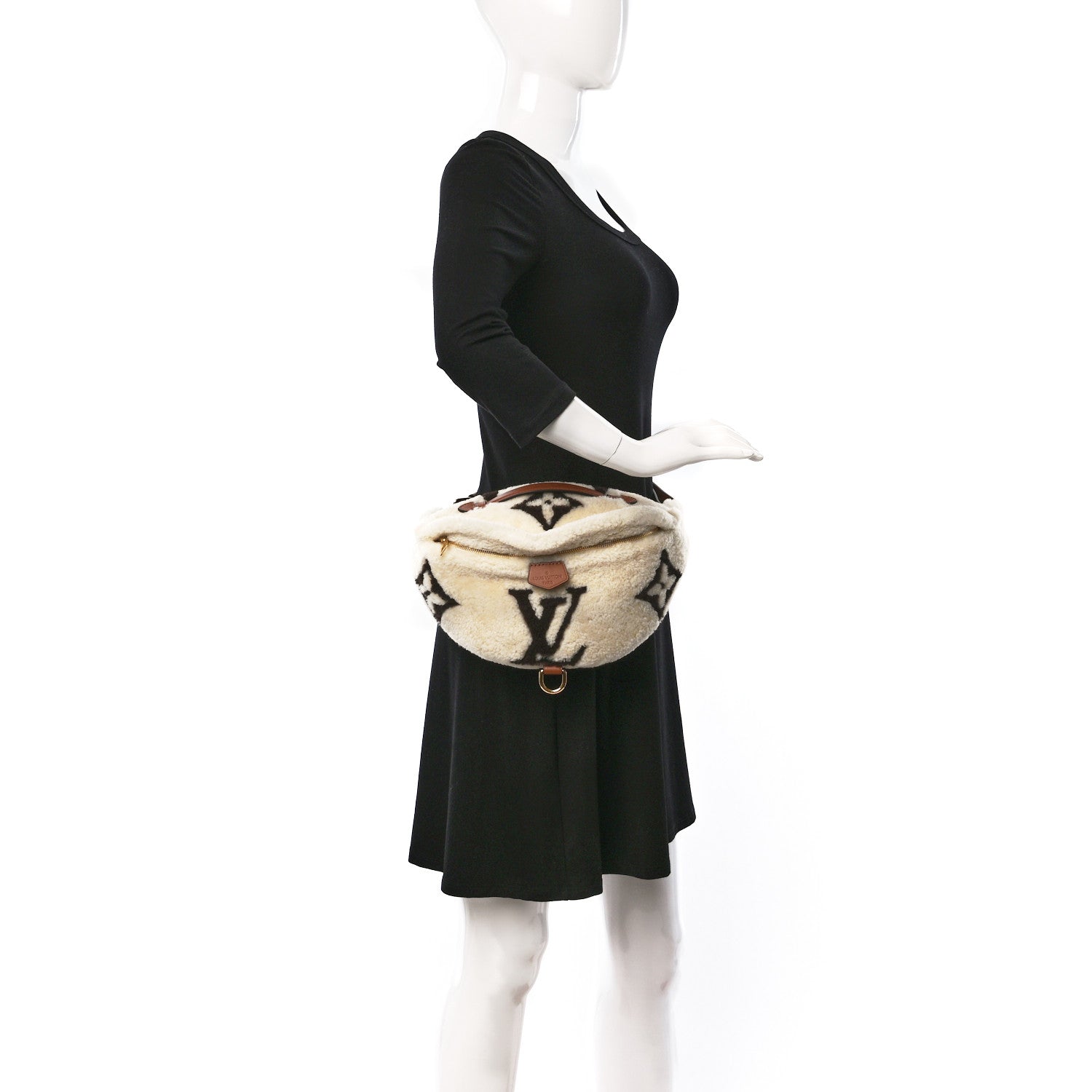 Louis Vuitton Shearling Monogram LV Ski Bumbag Cream Brown 2 of 8