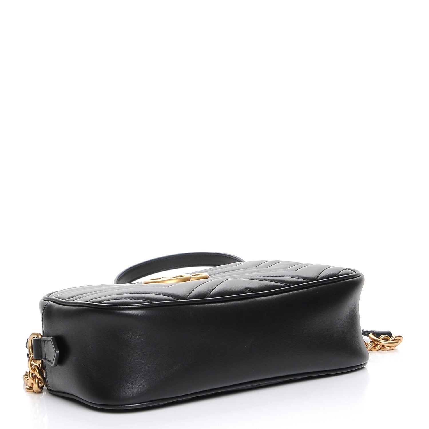Gucci Calfskin Matelasse Small GG Marmont Chain Shoulder Bag Black 4 of 7