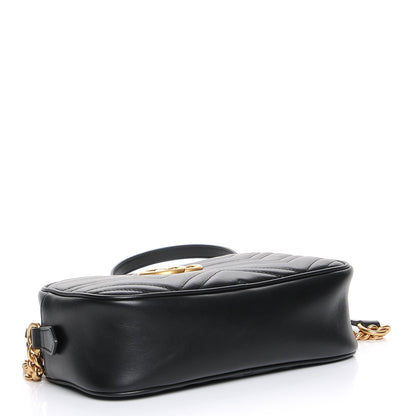 Gucci Calfskin Matelasse Small GG Marmont Chain Shoulder Bag Black 4 of 7