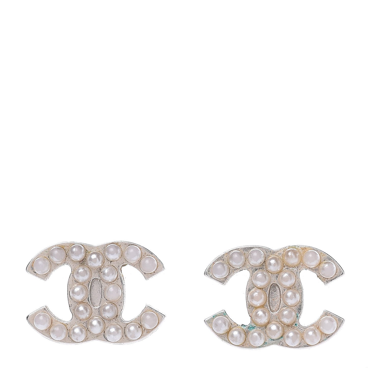 Pearl CC Earrings Silver