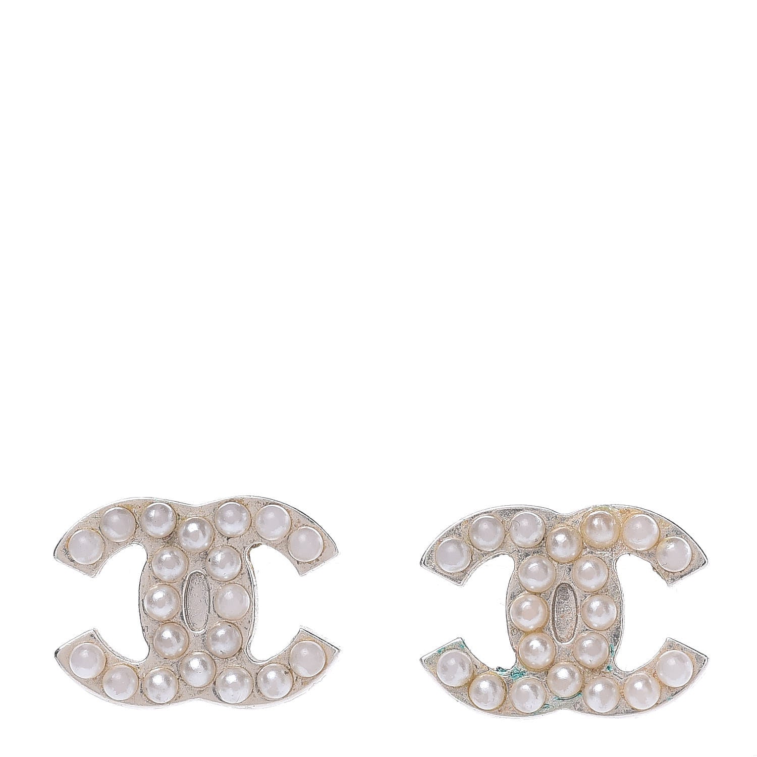 Chanel Pearl CC Earrings Silver 1 of 6