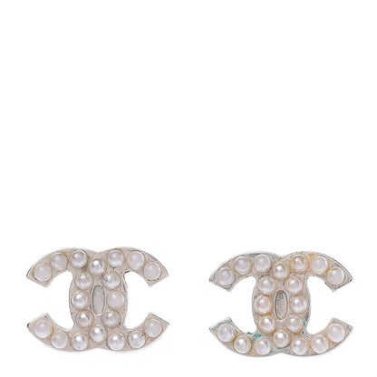 Chanel Pearl CC Earrings Silver 1 of 6