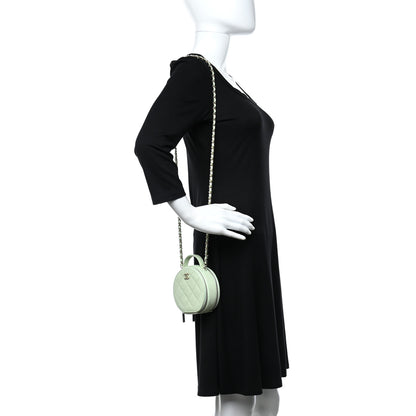 Chanel Caviar Quilted Round Handle With Care Vanity With Chain Light Green 2 of 9
