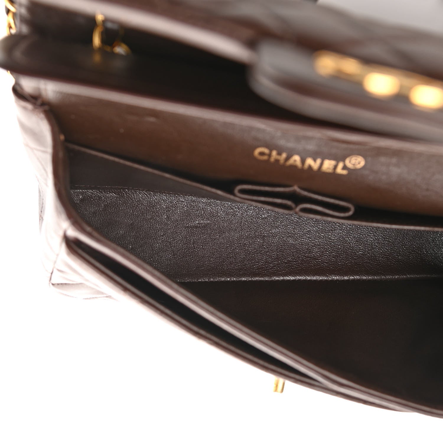 Chanel Lambskin Quilted Small Double Flap Dark Brown 5 of 17