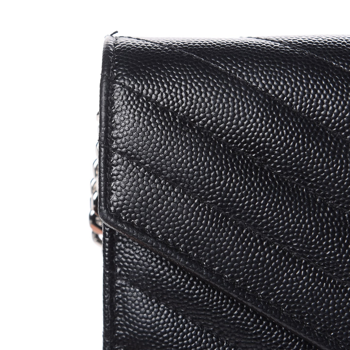 Grain De Poudre Matelasse Chevron Monogram Chain Wallet Black