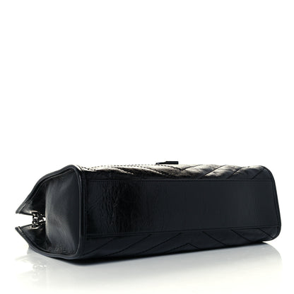Saint Laurent Crinkled Calfskin Matelasse Monogram Medium Niki Shopper Tote Black 4 of 10
