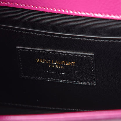 Saint Laurent Textured Patent Classic Monogram Kate Clutch Electric Pink 6 of 9