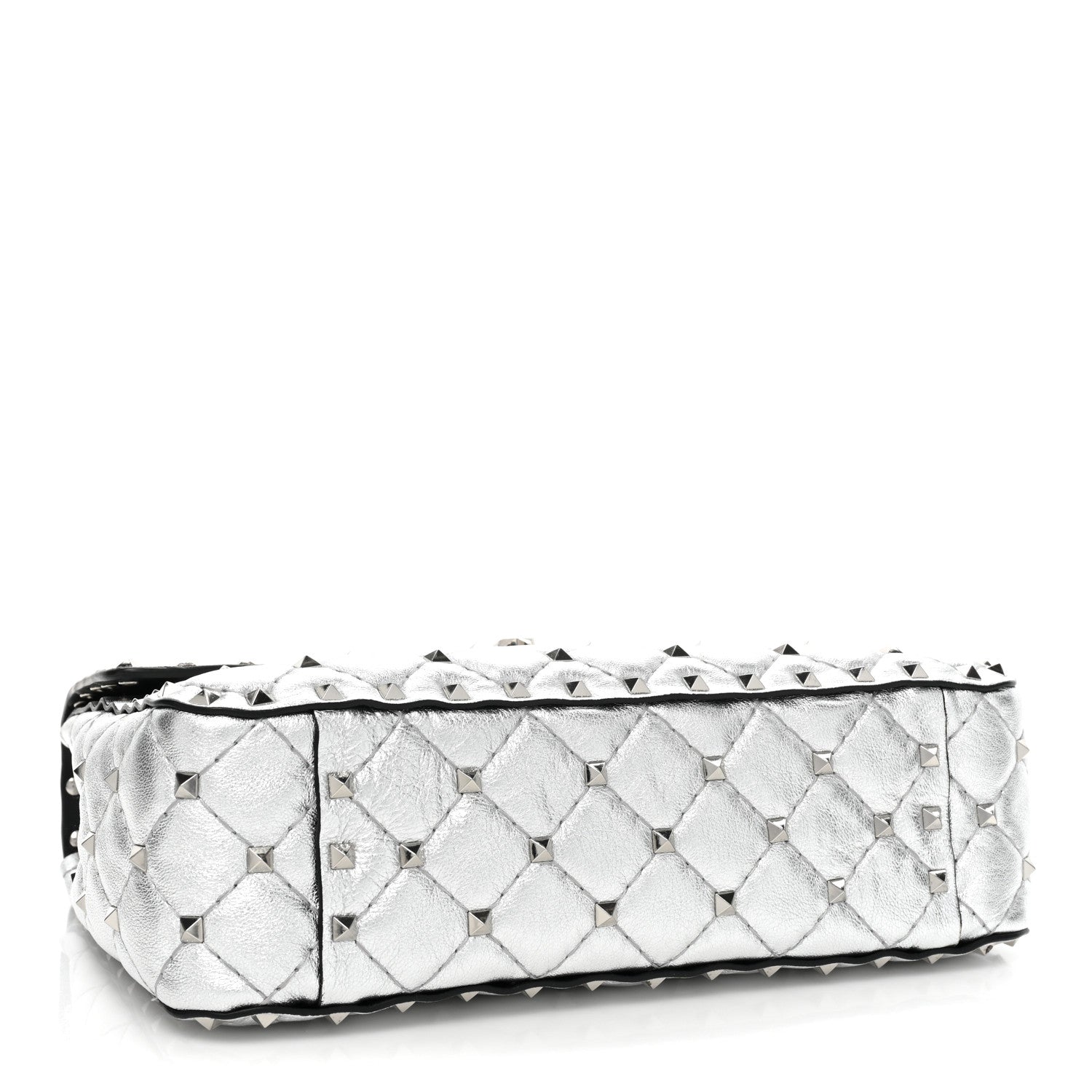 Valentino Garavani Metallic Nappa Medium Rockstud Spike Shoulder Bag Silver 5 of 10