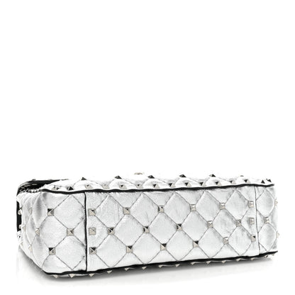 Valentino Garavani Metallic Nappa Medium Rockstud Spike Shoulder Bag Silver 5 of 10