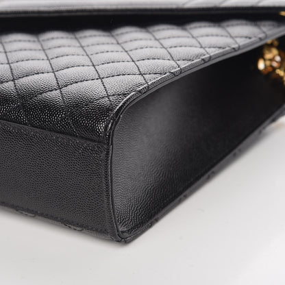Saint Laurent Grain De Poudre Textured Mixed Matelasse Large Triquilt Monogram Satchel Black 10 of 11
