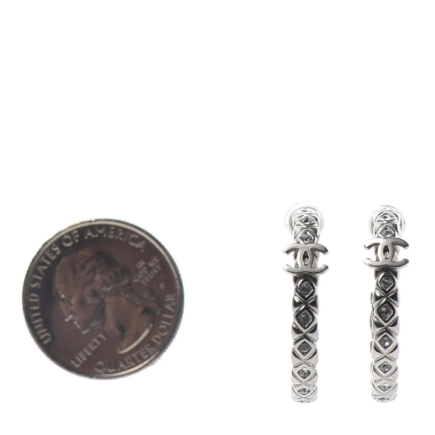 Crystal CC Hoop Earrings Silver