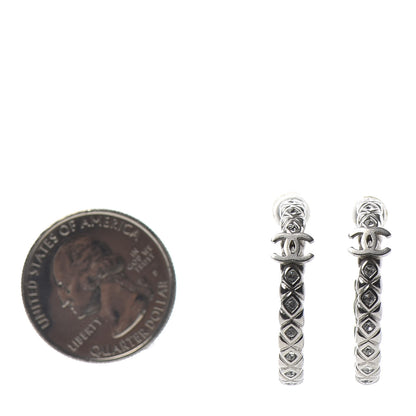 Chanel Crystal CC Hoop Earrings Silver 2 of 4