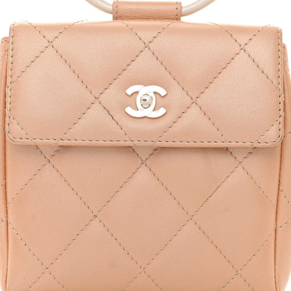 Chanel Iridescent Lambskin Quilted Round Handle Mini Flap Beige 8 of 12
