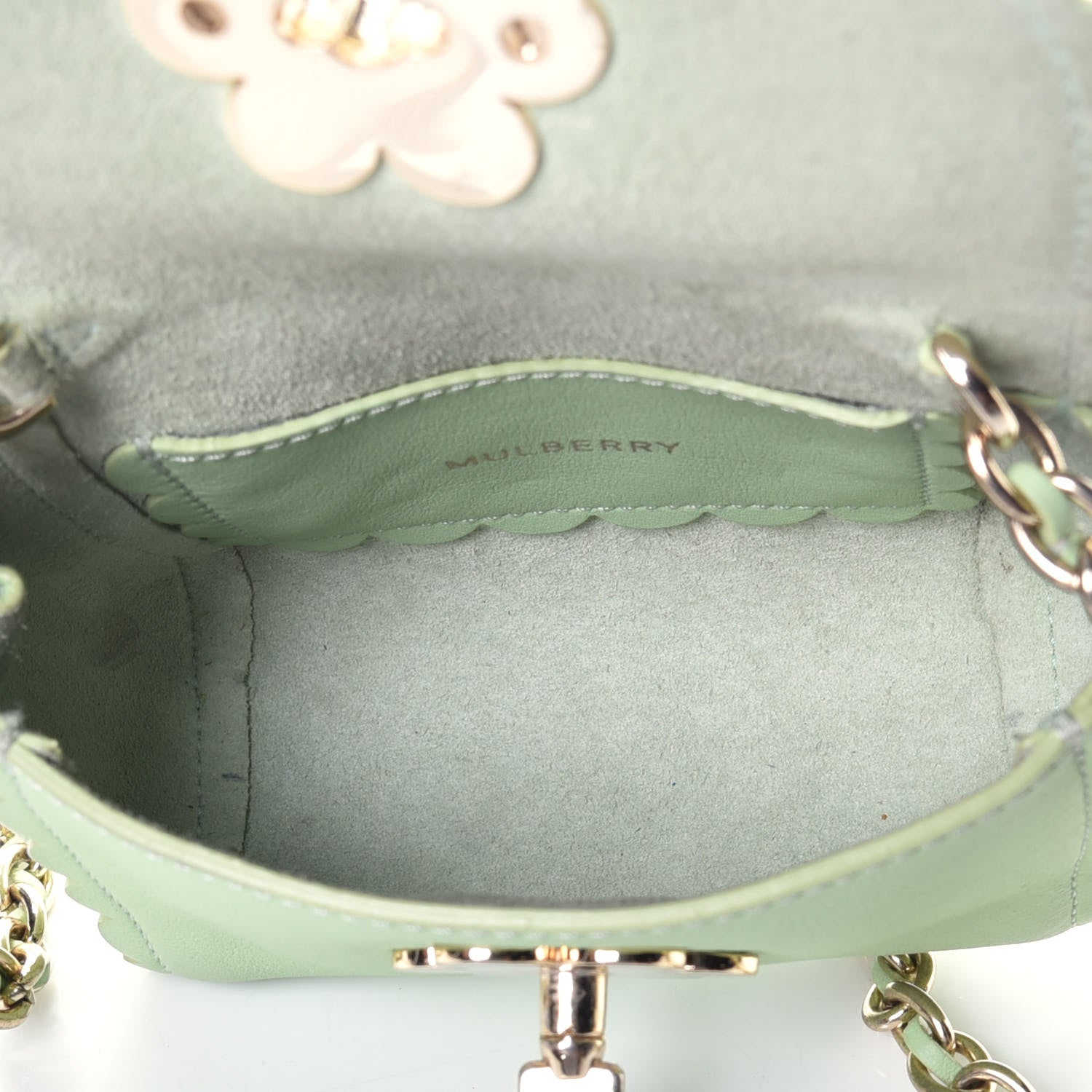Mulberry Soft Matte Pebbled Flower Lock Crossbody Bag Green 5 of 8