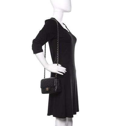 Chanel Lambskin Chevron Quilted Mini Square Flap Black 2 of 14