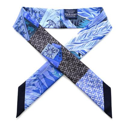 Hermes Silk Cheval Phoenix Twilly Marine Ciel Cobalt 1 of 4