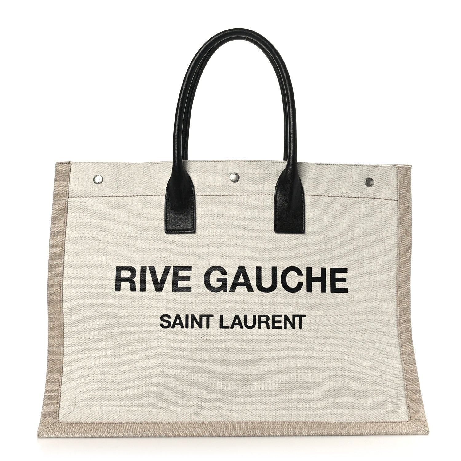 Saint Laurent Linen Calfskin Rive Gauche Tote Optic White 1 of 8