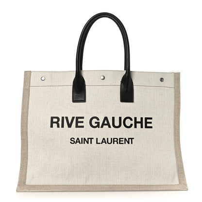 Saint Laurent Linen Calfskin Rive Gauche Tote Optic White 1 of 8
