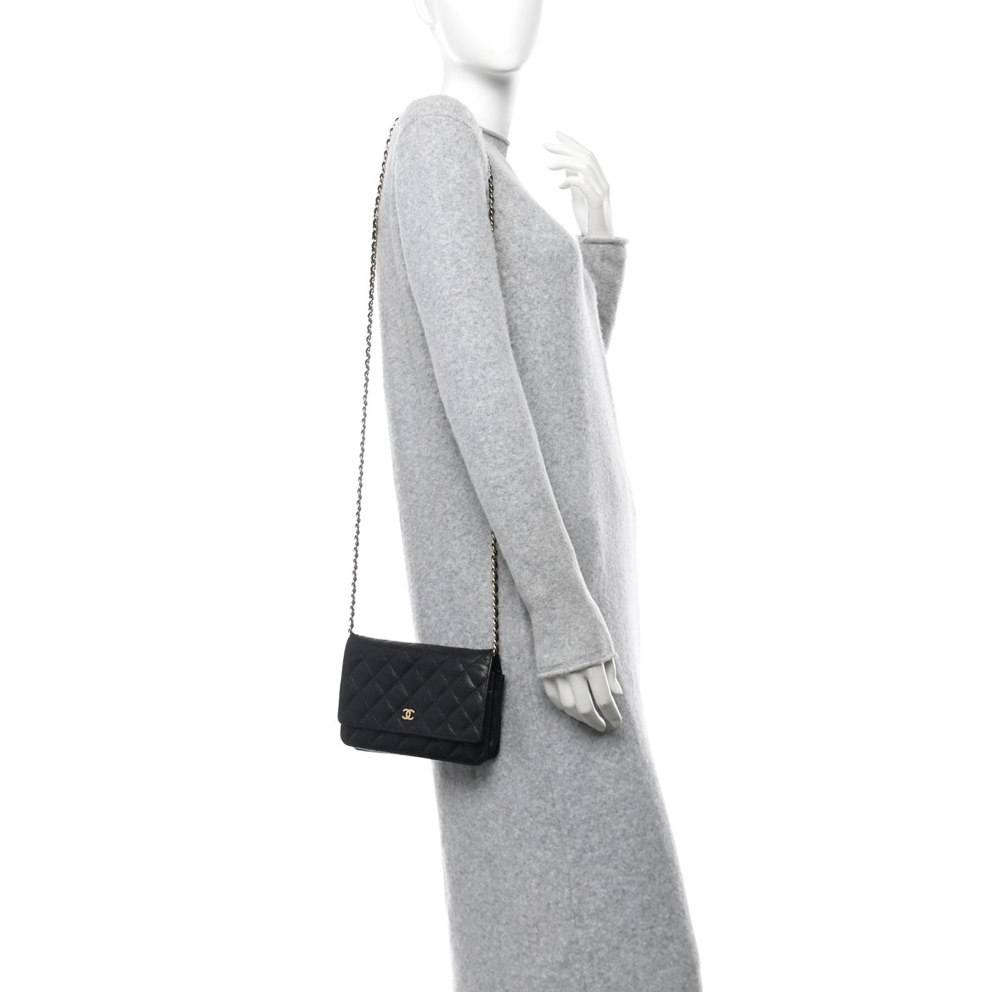 Caviar Quilted Wallet On Chain WOC Black
