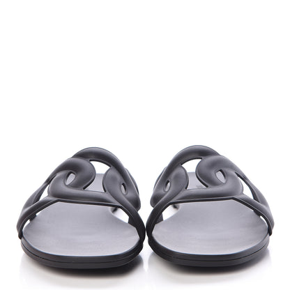 Hermes Rubber Aloha Sandals 36 Black 2 of 8
