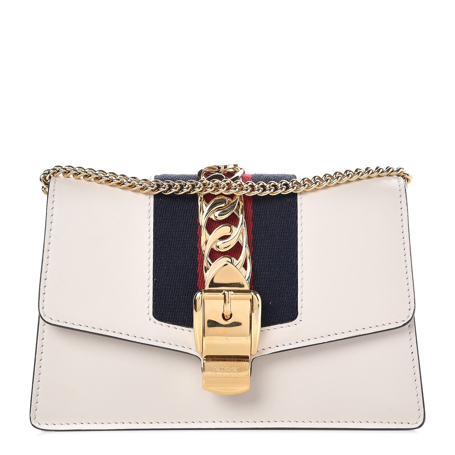 Gucci Calfskin Super Mini Sylvie Chain Shoulder Bag White 1 of 8