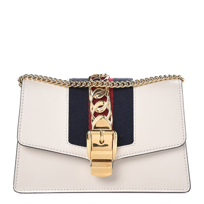 Gucci Calfskin Super Mini Sylvie Chain Shoulder Bag White 1 of 8