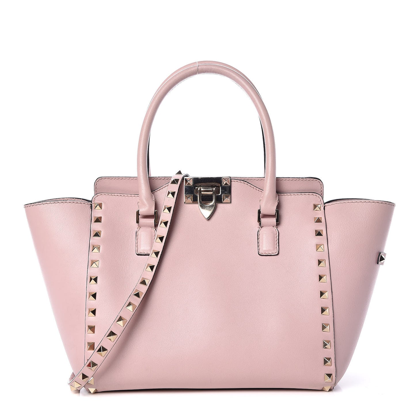 Vitello Small Rockstud Double Handle Tote Water Rose