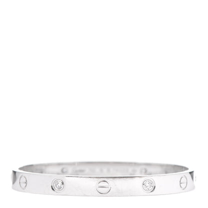 Cartier 18K White Gold 4 Diamond LOVE Bracelet 16 1 of 6