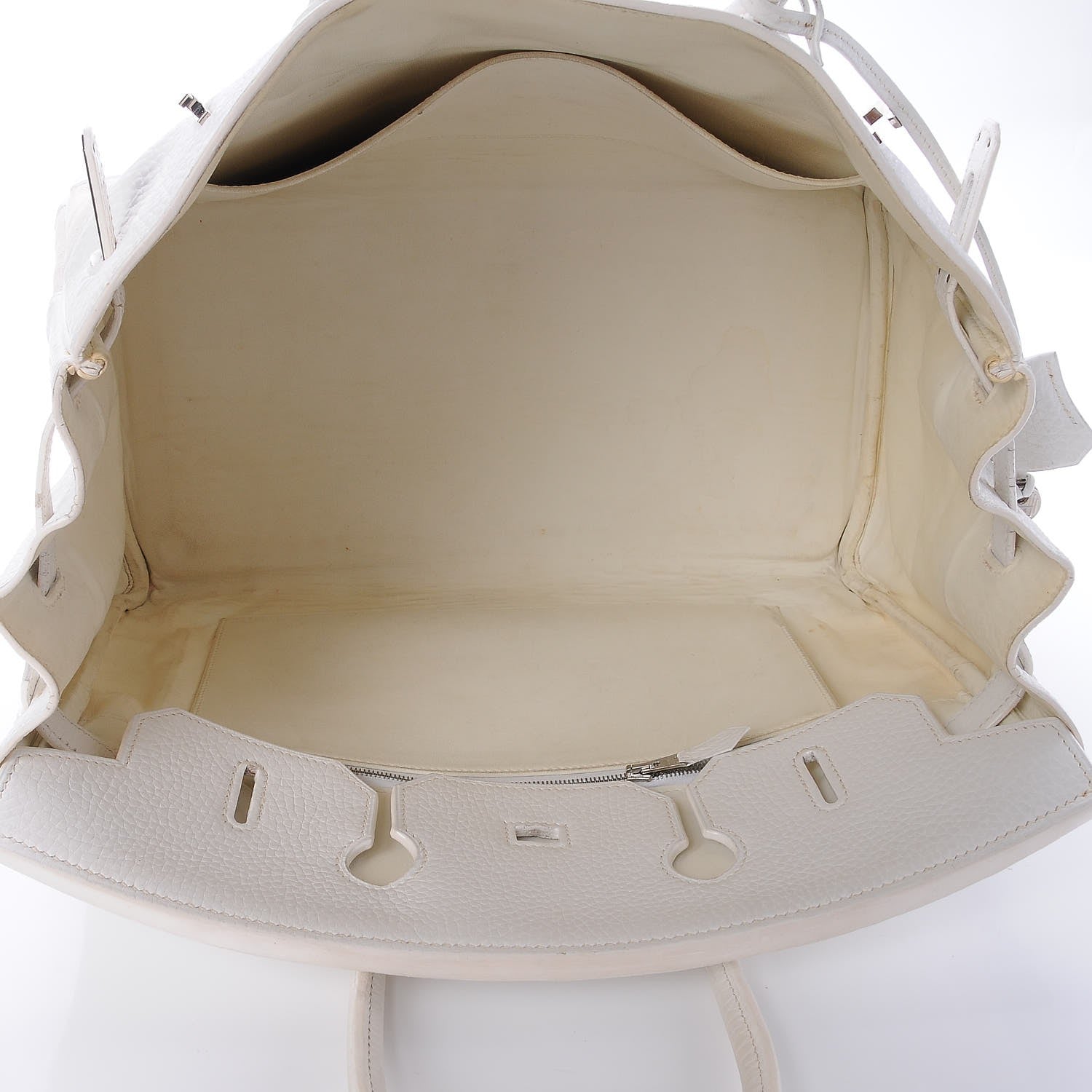 Hermes Toile Taurillon Clemence Birkin 35 White 25 of 41