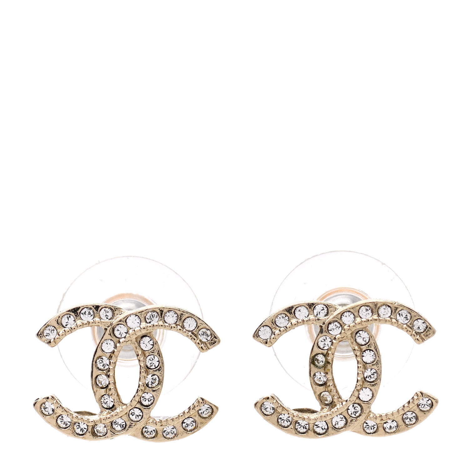 Chanel Crystal CC Earrings Gold 1 of 5