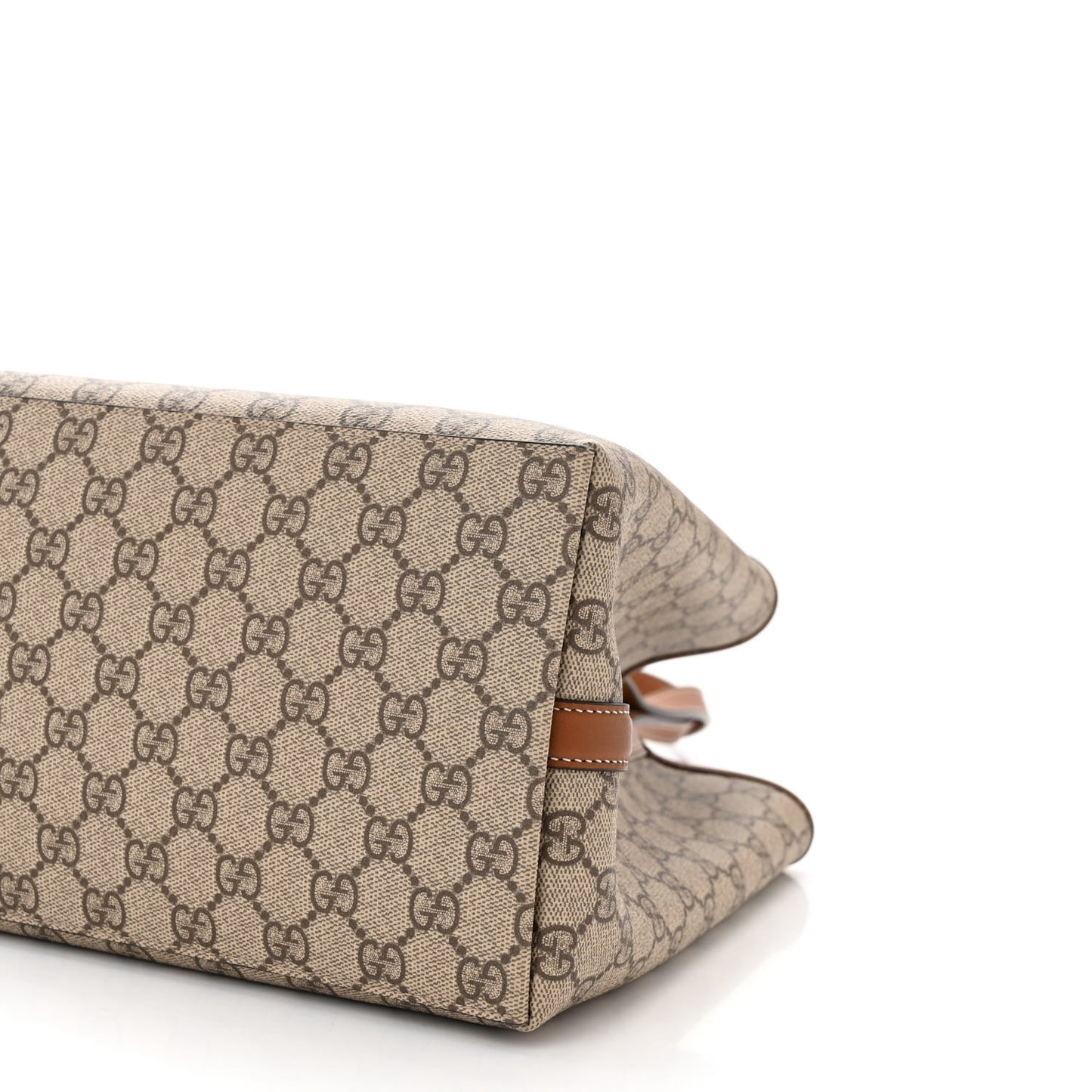 GG Supreme Monogram Emblem Large Tote Bag Beige Dark Brown
