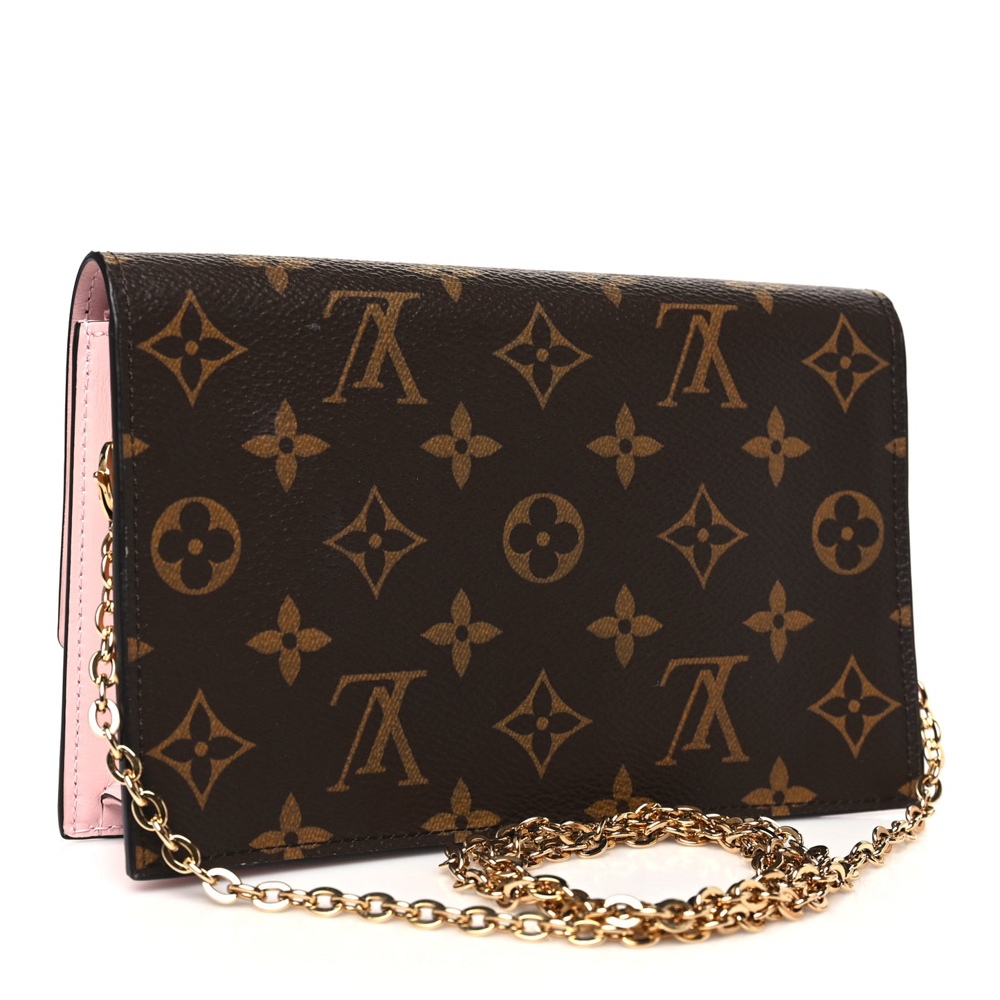 Monogram Flore Chain Wallet Rose Ballerine