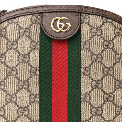Gucci GG Supreme Monogram Textured Dollar Calfskin Web Small Ophidia Dome Shoulder Bag Beige Ebony New Acero 8 of 10