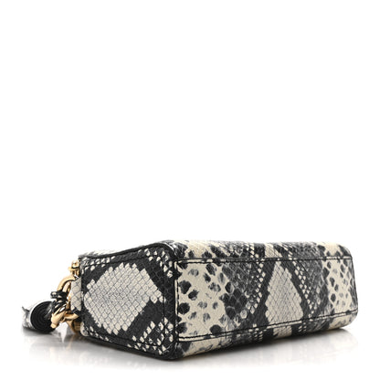 Marc Jacobs Calfskin Snakeskin Embossed Shutter Camera Crossbody Bag Black White 4 of 10