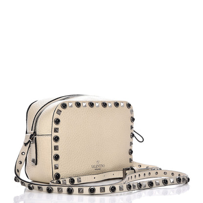 Valentino Garavani Grained Calfskin Turquoise Rockstud Rolling Camera Crossbody Bag Ivory 3 of 8