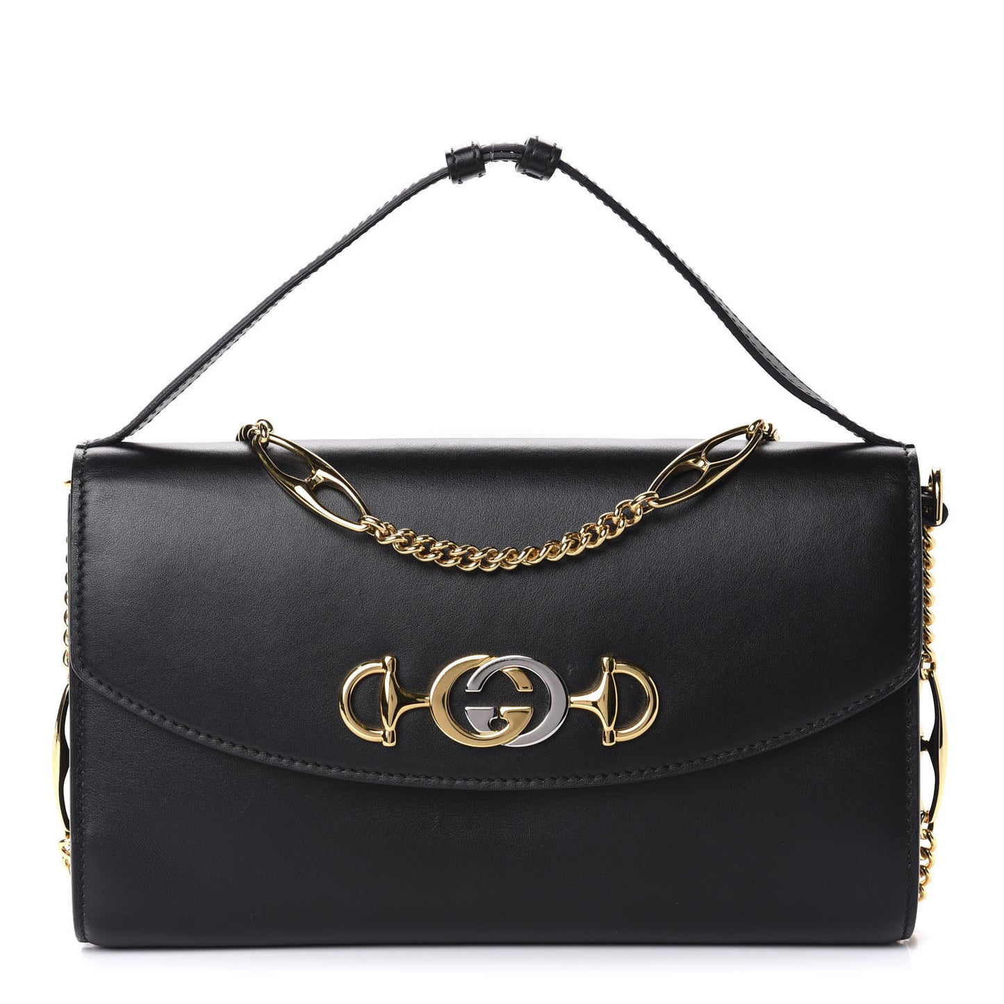 Smooth Calfskin Small Zumi Top Handle Shoulder Bag Black