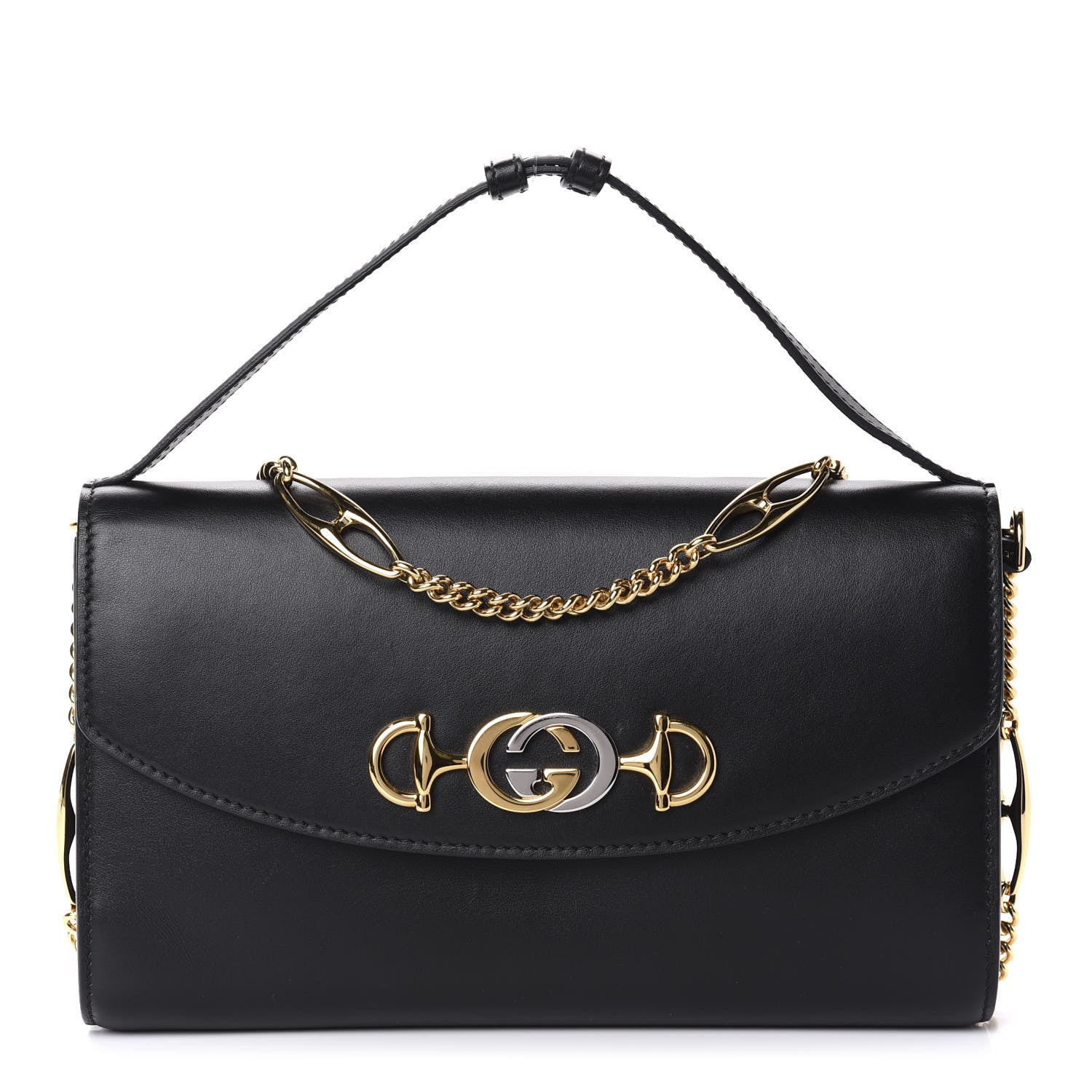 Gucci Smooth Calfskin Small Zumi Top Handle Shoulder Bag Black 1 of 17