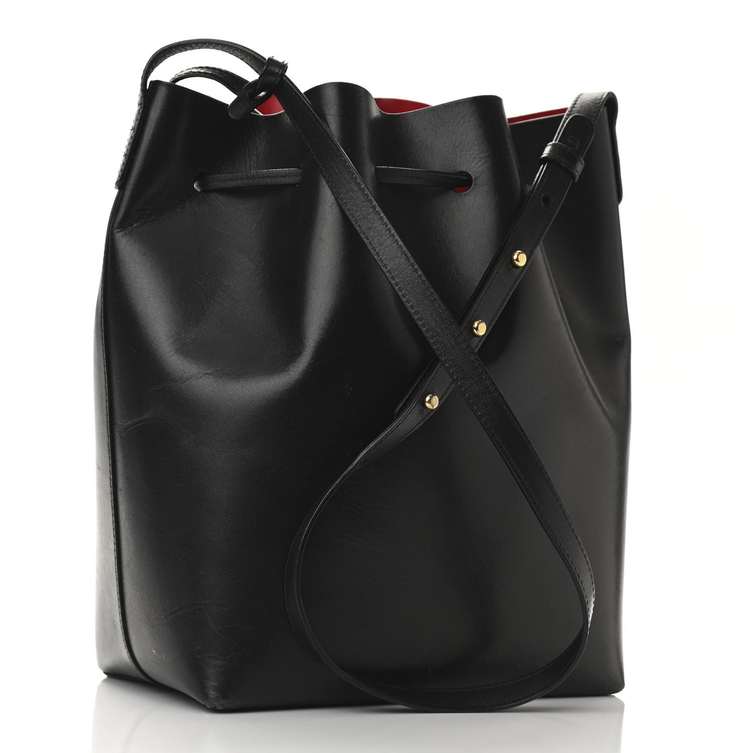 Mansur Gavriel Vegetable Tanned Calfskin Bucket Bag Black Flamma 3 of 16