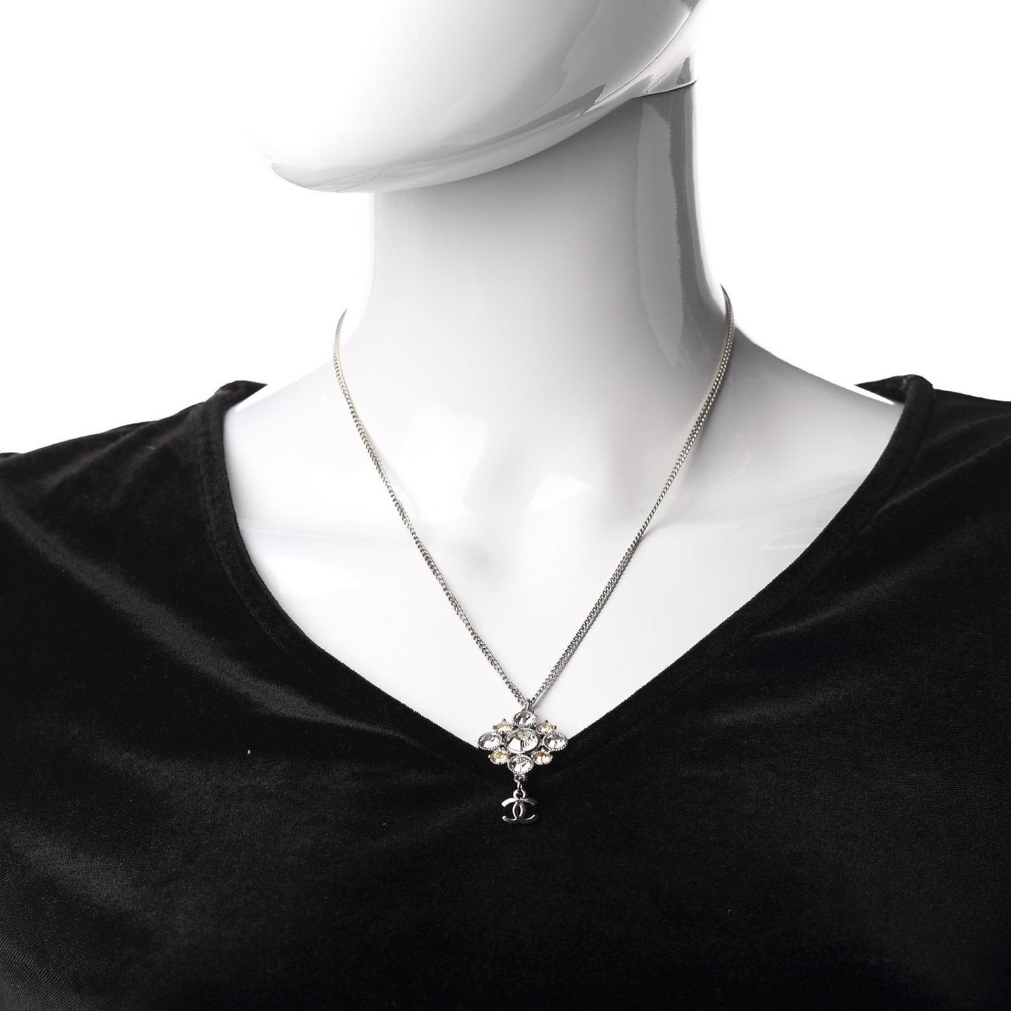 Crystal CC Drop Pendant Necklace Gold