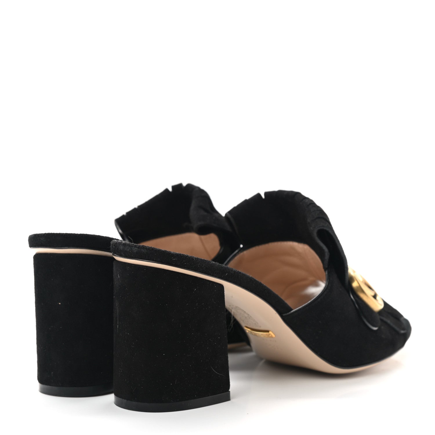 Gucci Kid Scamosciato GG Marmont Fringe 75mm Slide Sandals 39.5 Black 4 of 7