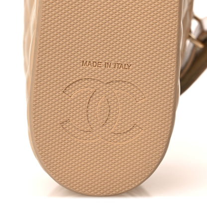 Chanel Shiny Calfskin Logo Platform Sandals 40 Beige 8 of 14
