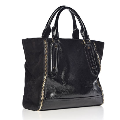 Burberry Patent Suede Zip Detail Tote Black 3 of 13