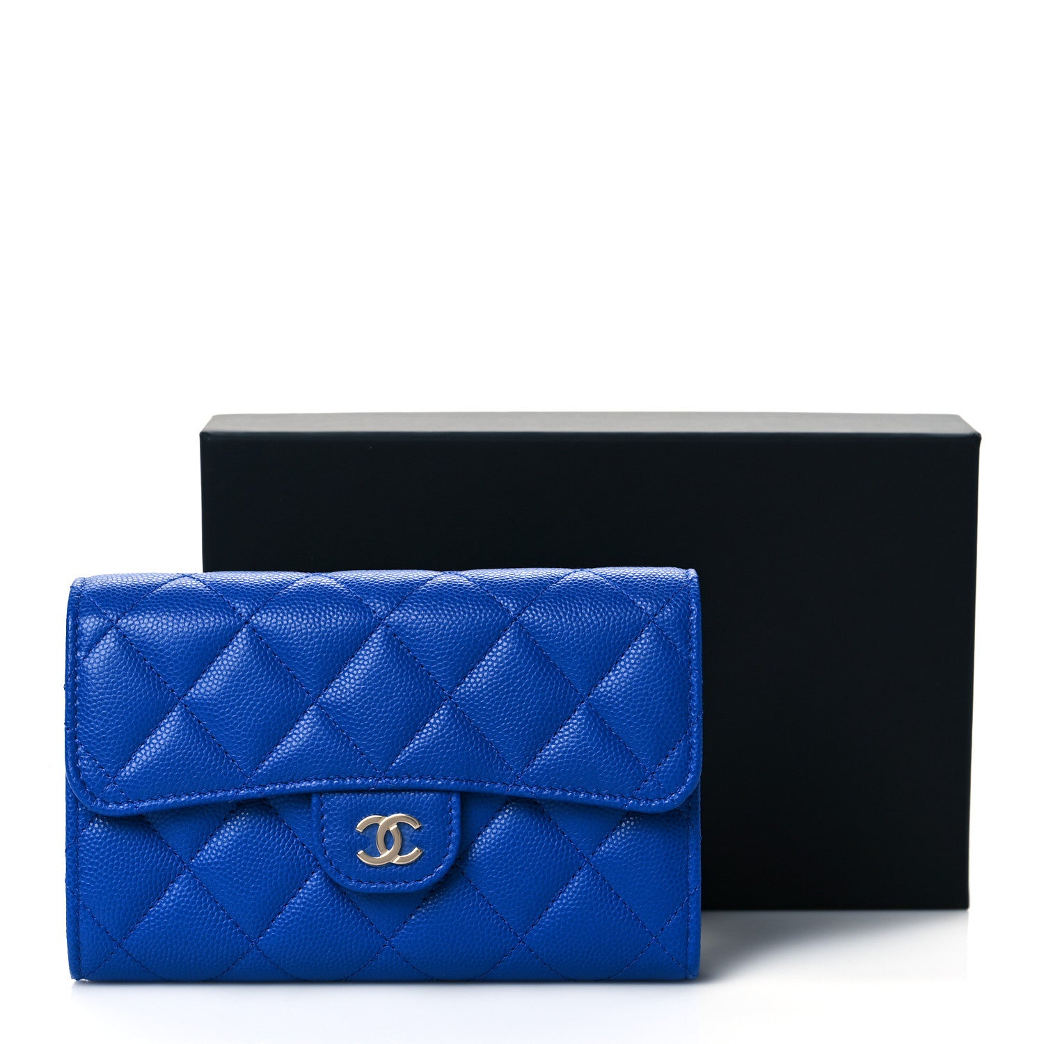 Chanel Caviar Quilted Medium Flap Wallet Blue 8 of 8
