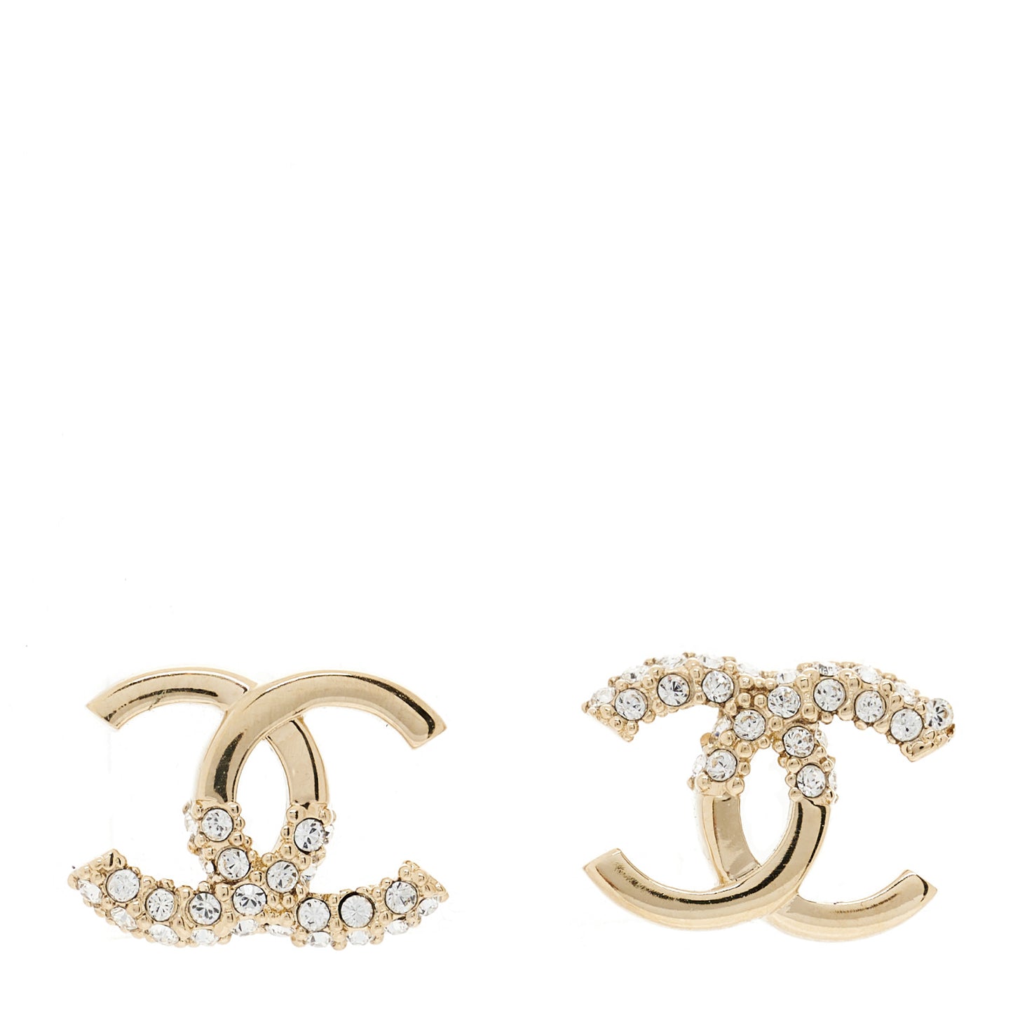 Crystal Metal CC Earrings Gold